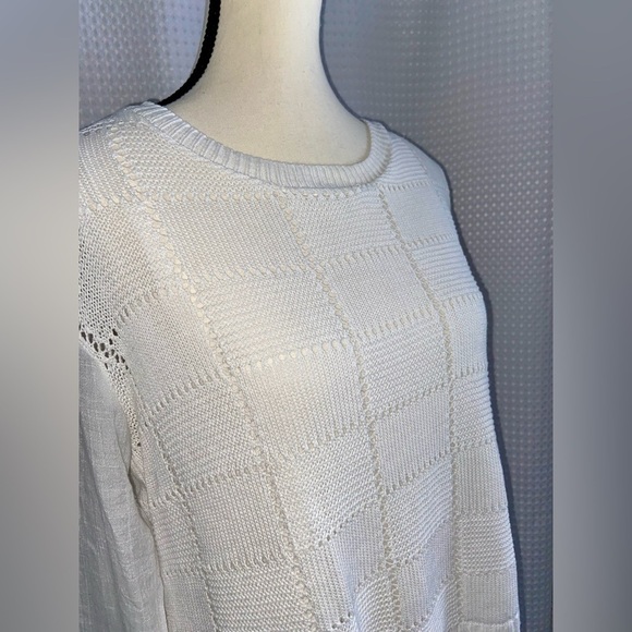 Women’s Simply‎ Couture white boho knit sweater vest with Tunic lining sz medium - Picture 3 of 11